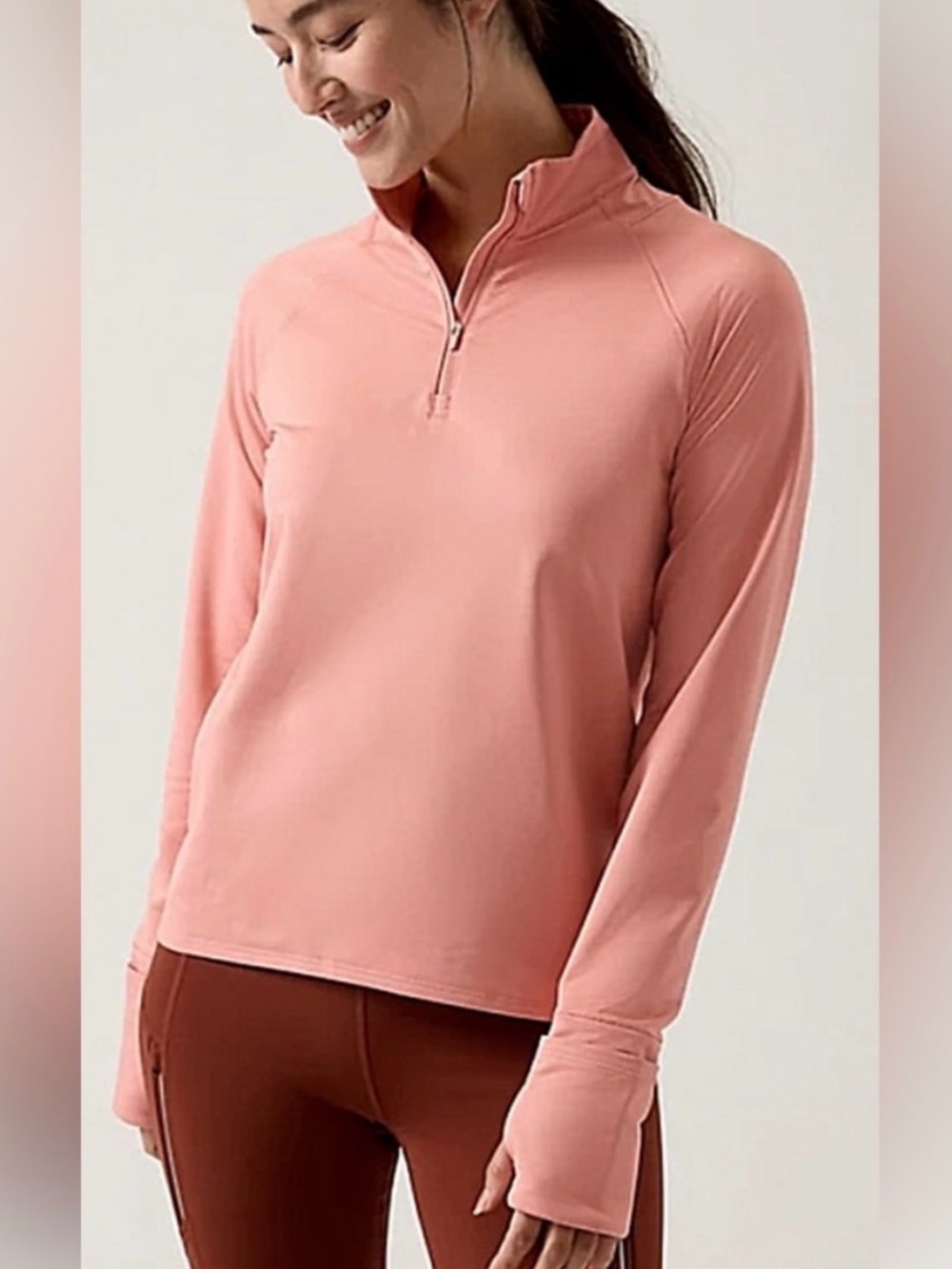 Athleta Women's Whistler Half-Zip Top - Conch Pink, Sz Xs , guc pretty color!